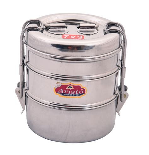 aristo stainless steel lunch box|Aristo Tiffin 7x3 Stainless Steel Lunch Box .